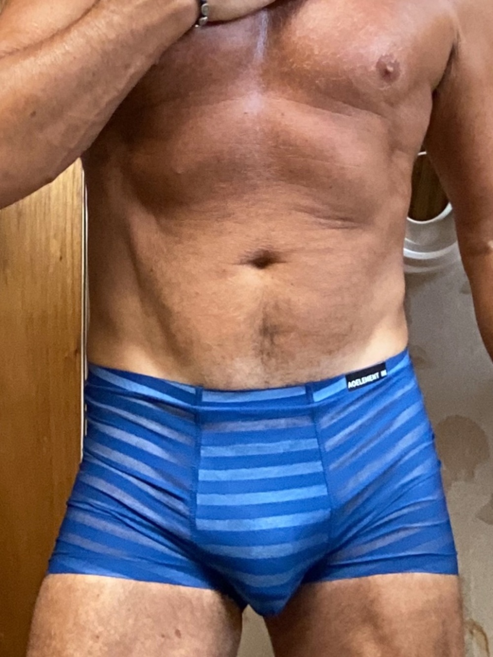 Blue semi transparent trunks, large